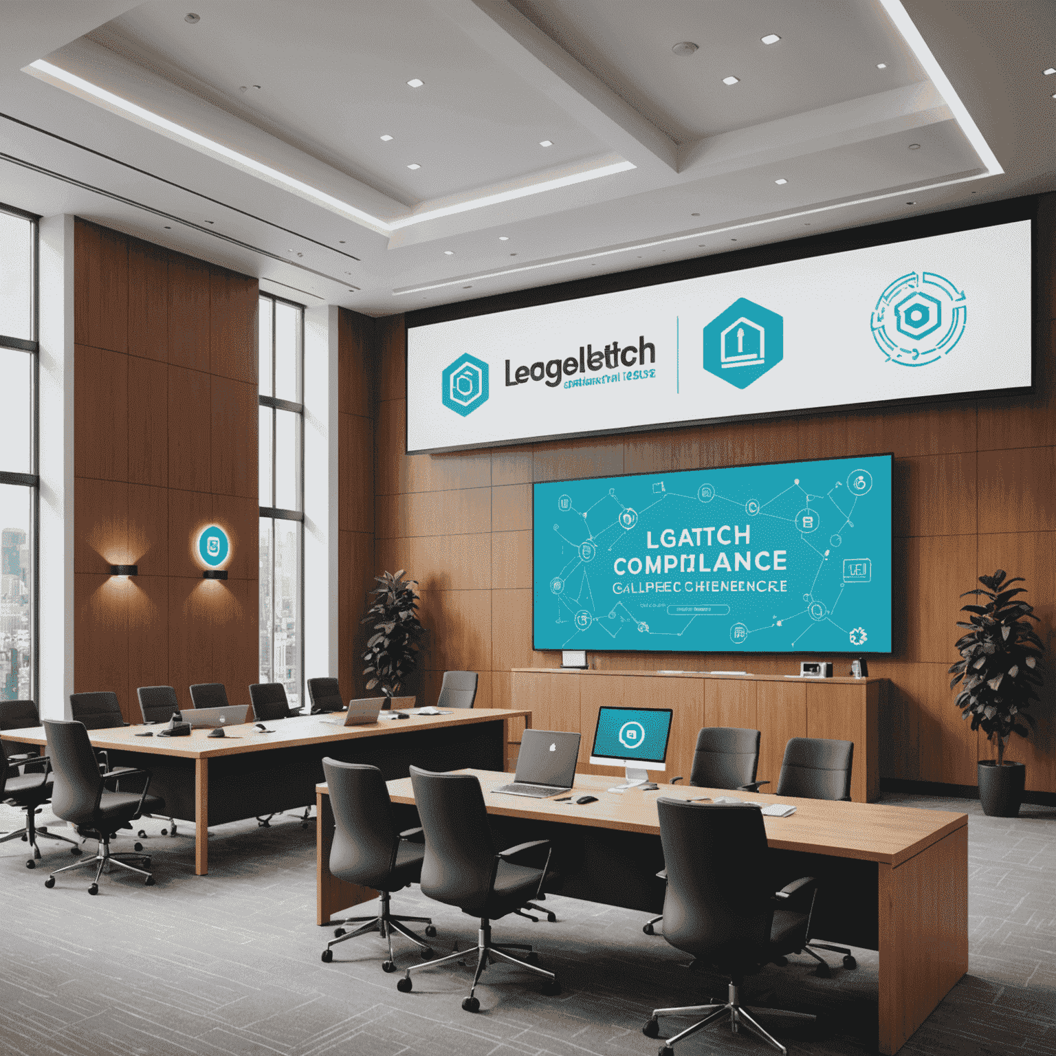 LegalTech & Digital Compliance Conference 2025 banner showing a modern conference hall with legal and tech symbols